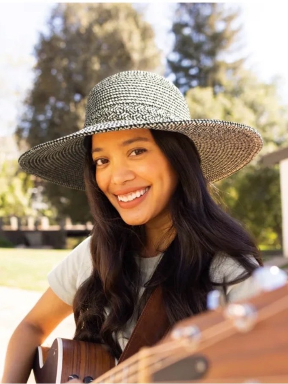 Sunday Afternoons Wide Brim Sun Hat Tweed Texture Pattern UPF50+ Sun Protection.